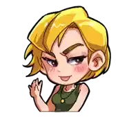 a cartoon drawing of a girl with blonde hair and a green tank top