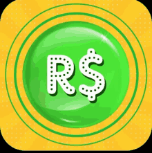 a green button with the letter rs and a dollar sign on it