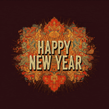 a greeting card that says happy new year on a dark background