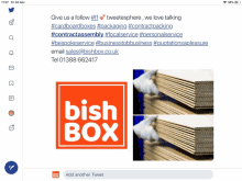 a screenshot of a website that says " bish box "