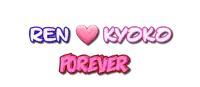 ren and kyoko forever is written in pink and blue