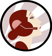 an illustration of a woman wearing a headset that says ccc on it