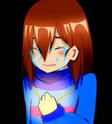 a cartoon of a girl crying with tears running down her face