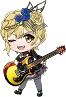 a cartoon girl is holding a guitar in her hand