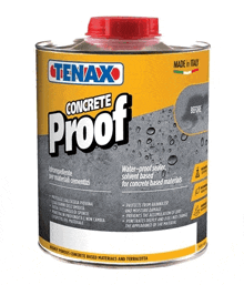 a bottle of tenax concrete proof which is made in italy