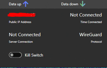 a screenshot of a computer screen showing data up and down and not connected