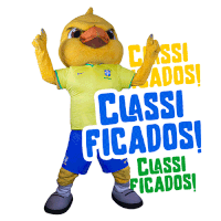 a yellow bird mascot with the words classi ficados on the bottom