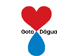 gota dagua logo with a red heart and two blue drops of water