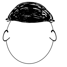 a drawing of a man 's head with a circle around it