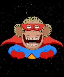 a cartoon of a monkey wearing a cape and a mask