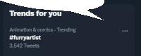 a speech bubble says trends for you animation and comics trending #furryartist