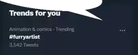 a speech bubble says trends for you animation and comics trending #furryartist