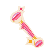 an illustration of a pink facial roller with two pink stones