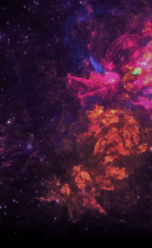 a computer generated image of a purple and orange nebula