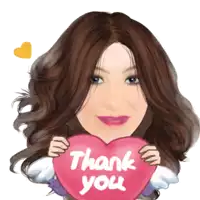 a woman with angel wings is holding a pink heart that says thank you