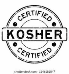 a black and white rubber stamp with the word kosher certified written inside .