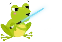 a green frog is holding a light saber in its right hand