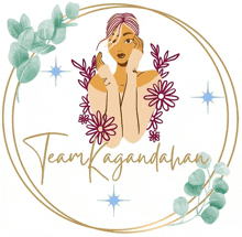 a logo for team kagandahan shows a woman surrounded by flowers and leaves