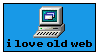 a computer icon that says i love old web on a blue background