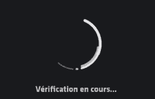 a black background with a white circle and the words verification en cours on it