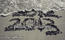 the year 2013 is written in the sand