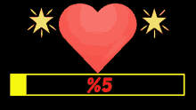 a heart with two stars and a yellow percentage bar