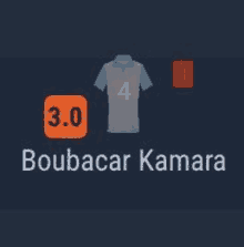 a logo for boubacar kamara with a soccer jersey and a red card .