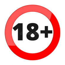 a sign that says 18+ in a red circle on a white background