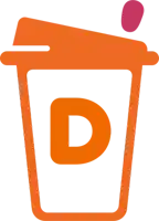 an orange cup with a letter d in the middle