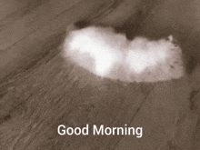 a black and white photo of a cat laying on its back with the words " good morning " above it