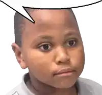 a child with a speech bubble on his head