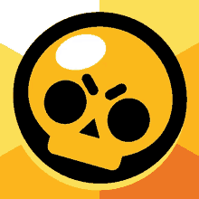 a yellow skull with a black circle around it on a yellow background