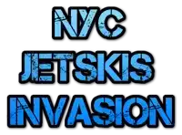 a sign that says nyc jetskis invasion on a white background