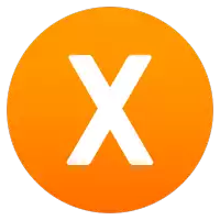 an orange circle with a white letter x on it