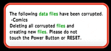 the following data files have been corrupted comics deleting all corrupted files and creating new files