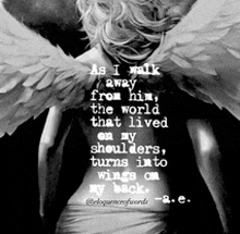 a picture of a woman with angel wings and a quote