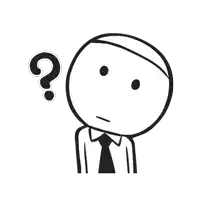 a black and white drawing of a man with a question mark on his head