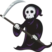 a grim reaper holding a scythe in his hand