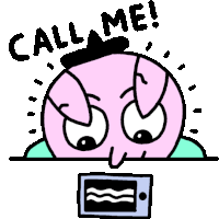 a cartoon of a pig saying call me with a microwave in the background