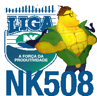 a logo for liga nk 508 with a cartoon character on it