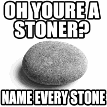 a picture of a rock with the words oh youre a stoner name every stone