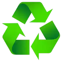 a green recycling symbol with arrows pointing in opposite directions