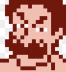 a pixel art of a man with a beard and red hair