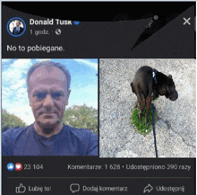 a picture of donald tusk and a picture of his dog