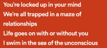 a red background with white text that says ' you 're locked up in your mind '