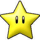 a yellow star with two eyes on it is on a white background .