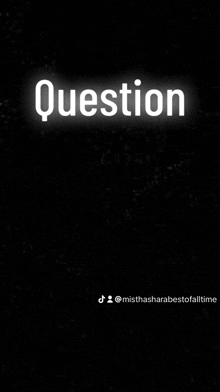 a black background with the word question written in white letters