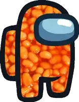 an among us icon with baked beans inside