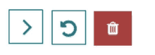 a red square with a trash can and a green square with a arrow pointing to the right