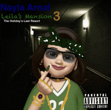 a cartoon girl with a bandana on her head is on the cover of nayla arnal 's leila 's mansion 3 album